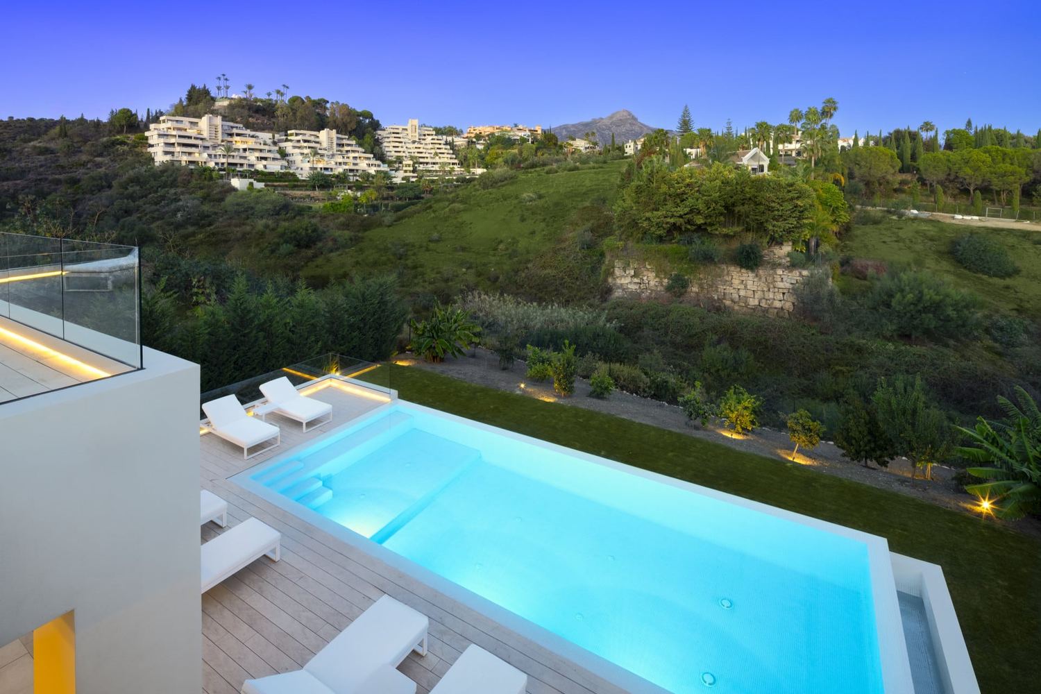 Infinity pool with valley views